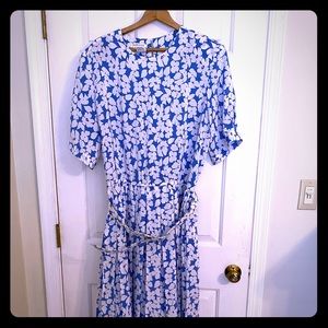 Lovely cornflower blue and white dress.